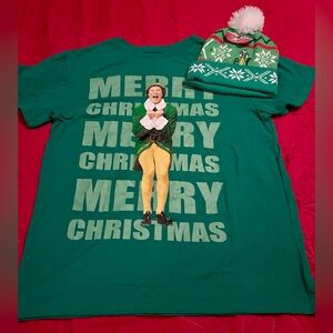 NWT-Christmas Elf T-Shirt & Beanie Set-Holiday Outfit- unisex